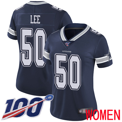 Women Dallas Cowboys Limited Navy Blue Sean Lee Home #50 100th Season Vapor Untouchable NFL Jersey